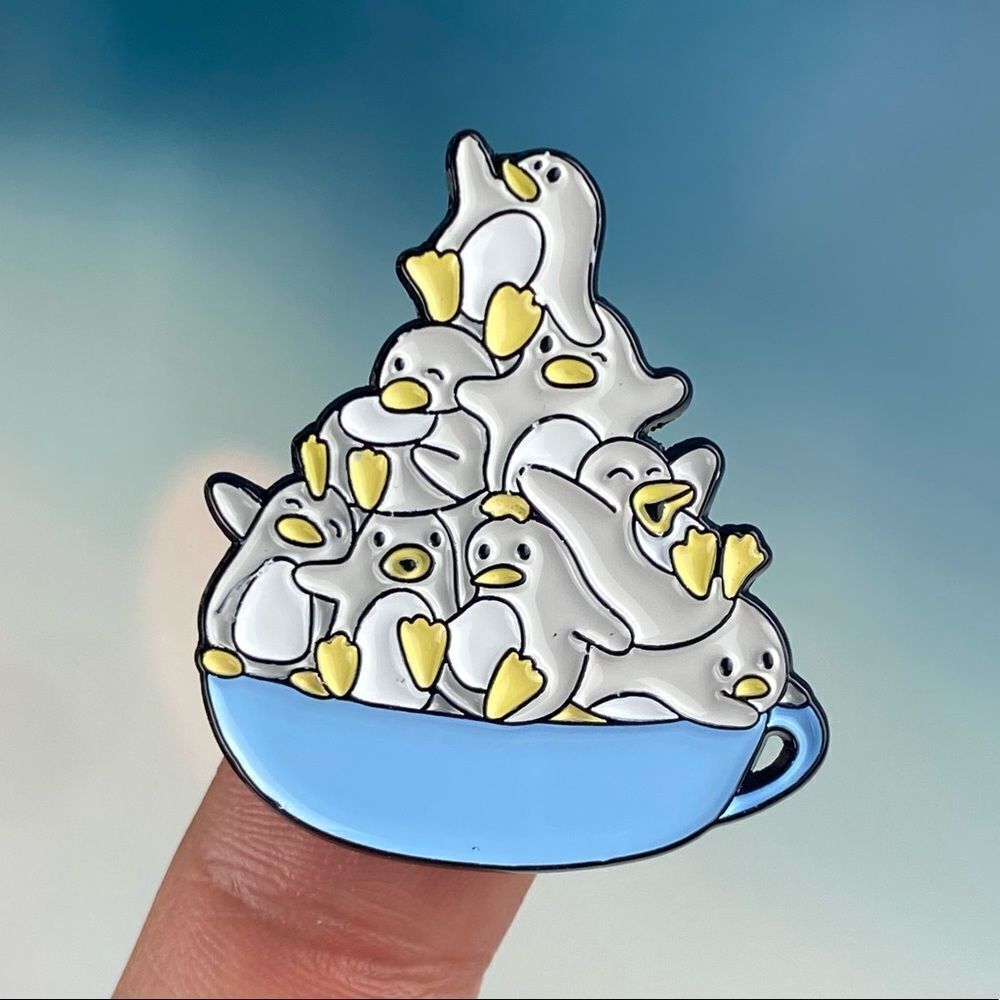 Cup O’ Penguins Enamel Pin/ Brooch Lapel
